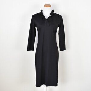 J. Mclaughlin Durham Catalina Cloth Ruffle Neck Sheath Dress Black - S